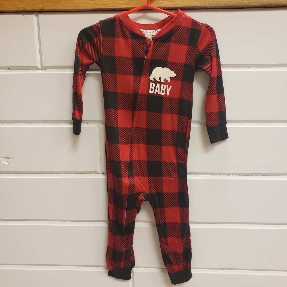 Dearfoams Red and Black Plaid Baby Footless PAJAMA SUIT